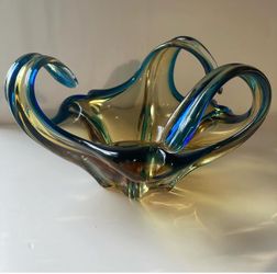 Vintage Murano Italy Art Glass Sculpture Centerpiece Bowl MCM Mid Century Props