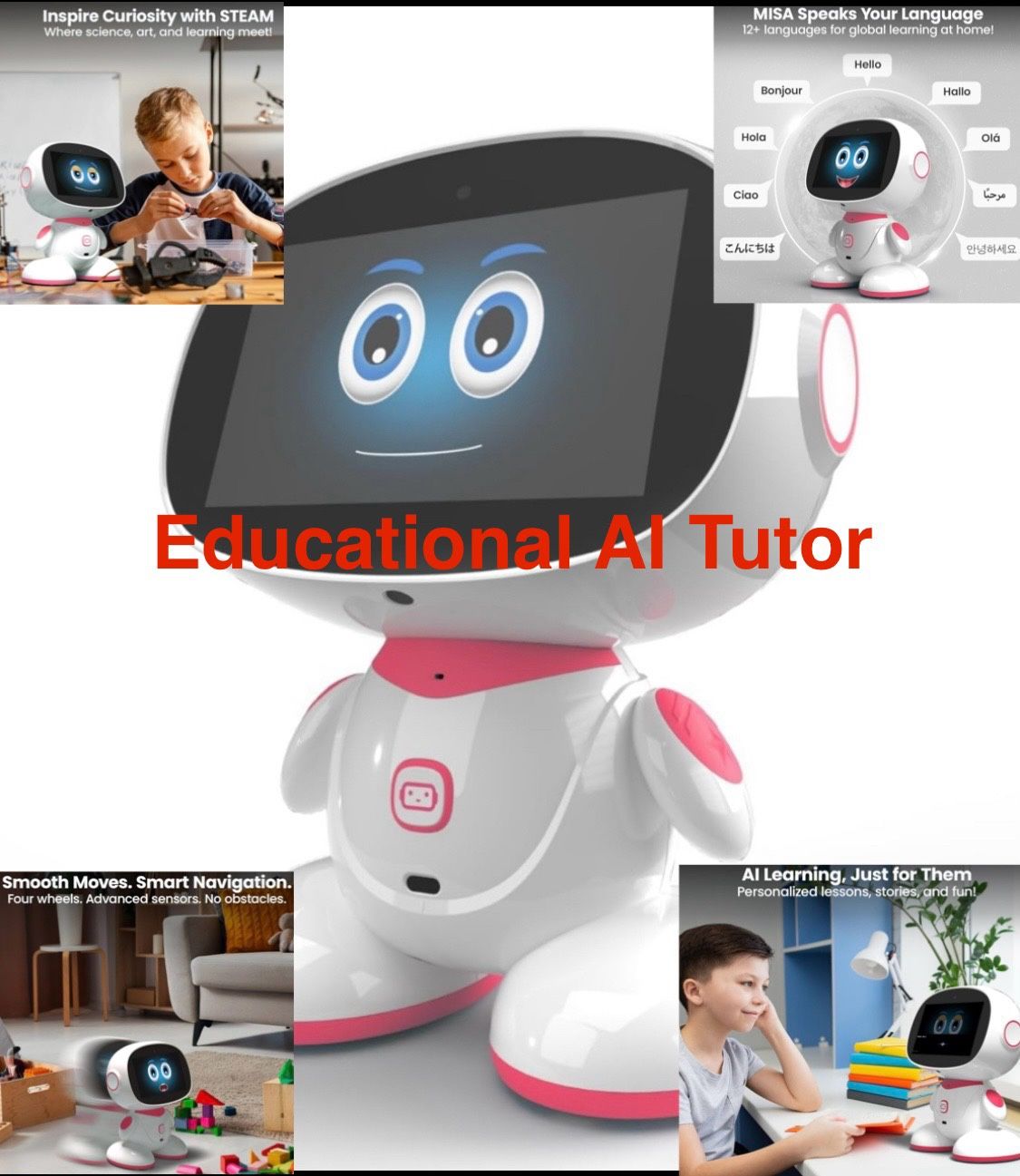 Misa 2 Playful Learning STEM Programmable Robot, Voice-Activated AI Tutor, Autonomous, Educational Games, Smart AI Skills, Multilingual Translation