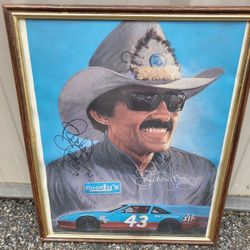 Framed & Autographed Richard Petty Poster. 