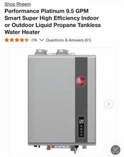 Performance Platinum 9.5 GPM Smart Super High Efficiency Indoor or Outdoor Liquid Propane Tankless Water Heater