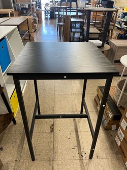 VASAGLE Bar Table Kitchen Dining High Top Pub Square w/ Steel Frame - Black