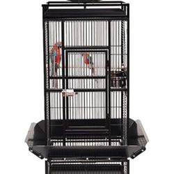 Birdcages- Large Metal Parrot Bird Cage with Rolling Floor Grid Casters and Tray for Lovebirds Finches Canaries Parakeets Cockatiels Budgie Parrotlet 