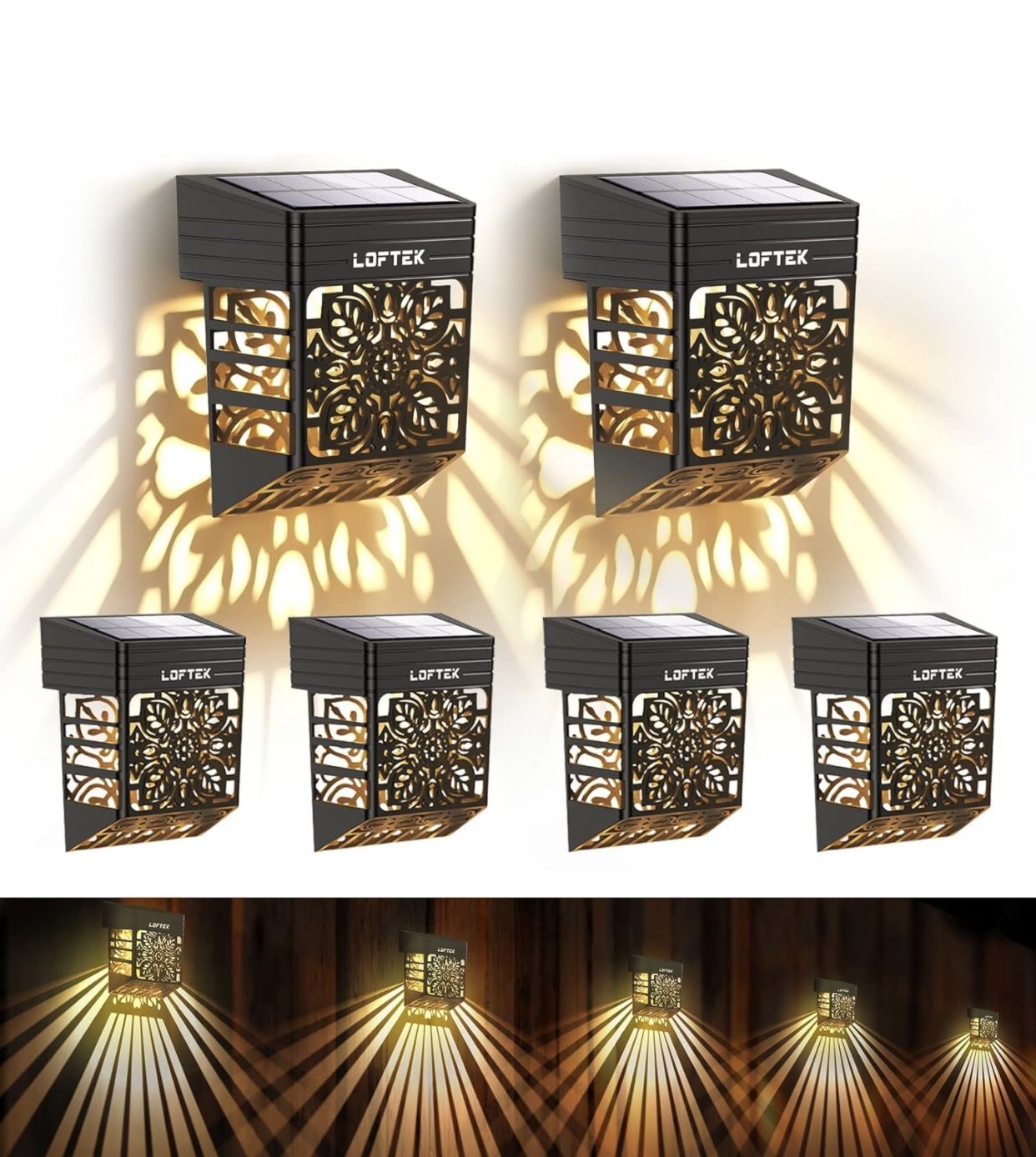 Solar Deck Lights, 2 Pack, Dusk to Dawn, Waterproof, Outdoor Garden Decorative Lights, Warm White