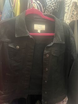 Time and Tru Black Denim Jacket Size L