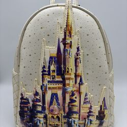 Walt Disney World 50th Anniversary Cinderella Castle White Loungefly Backpk NWT