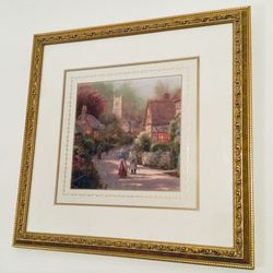 Thomas Kinkade COBBLESTONE LANE Print Framed and Matted - Mint condition!  One of five of Kinkade’s most popular paintings, Cobblestone Lane is part o