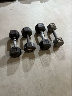 10 & 15 Dumbbells - 50 lbs total