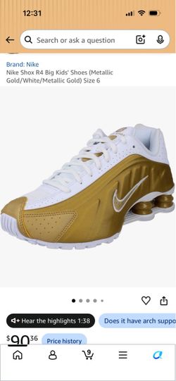 Nike Shox R4 woman’s  8.5 Metallic Gold White