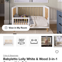 Babyletto Lolly White & Wood 3-in-1 Convertible Crib