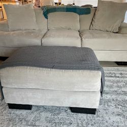 Beige Sofa Couch & Ottoman Set