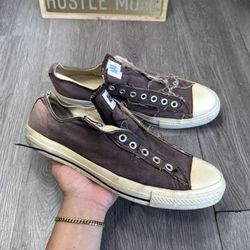 Converse All Star Denim Blue Faded Laceless Slip On Distressed Men 11 READ