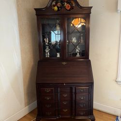 Vintage Secretary Desk With Hutch Wood Antique