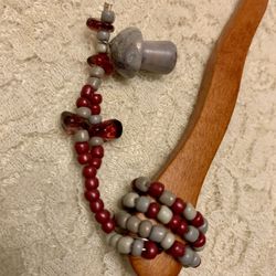 Wooden Handcrafted Beaded Chopstick Hair Pin With Gray Stone Mushroom Charm