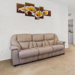 Leather Couch with Pull Out Mattress
