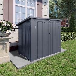 Outdoor Trash Can Storage Shed for 2 Bins Metal Garbage Bin Enclosure Waterproof Outdoor Trash Storage Cabinet Small Generator Shed for Garden Yard Ou