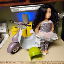 Our Generation Doll 18 Inch With Scooter And Helmet 