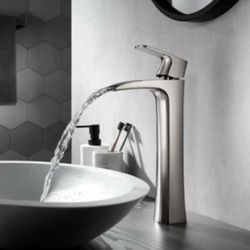 Vinnova Ciara 12" Single Hole High Arc Waterfall Vessel Bathroom Sink Faucet