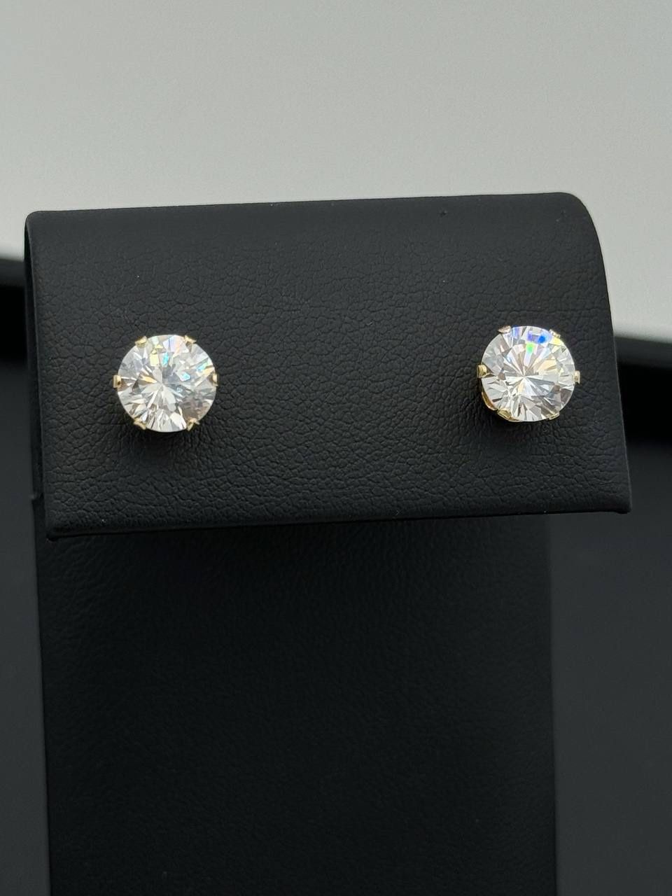 14k yellow gold solid 4CTW CZ stone earrings studs