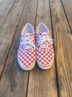 Red and white checkered vans
