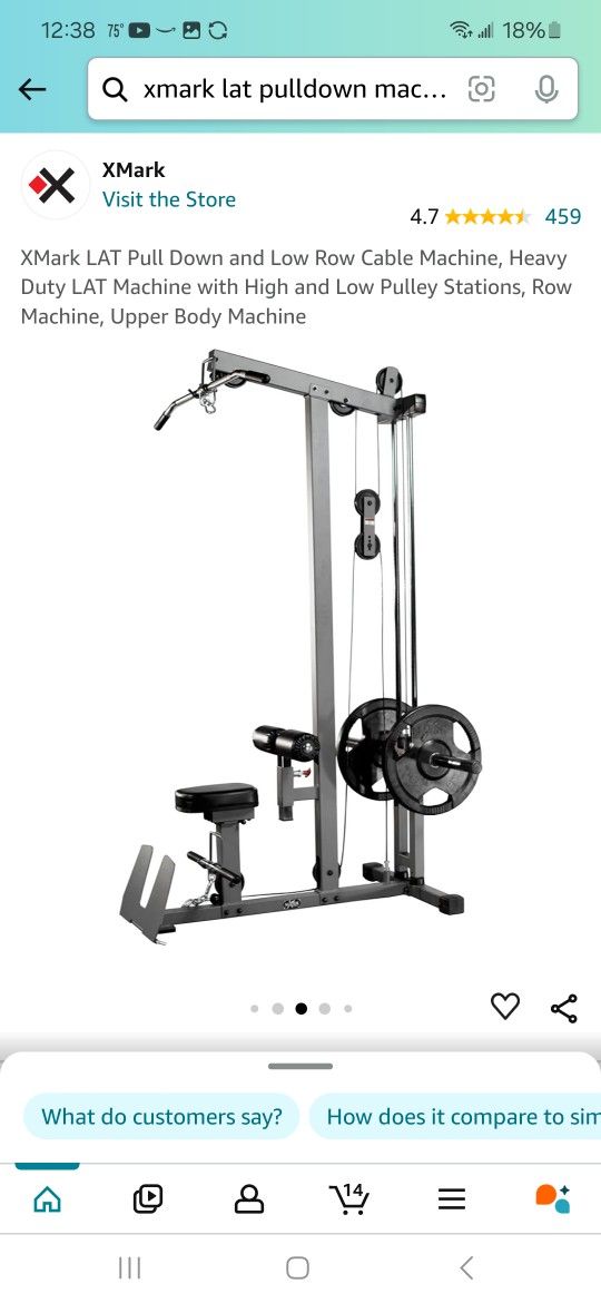 XMARK Lat Pull-down and Low Row Cable Machine With Upgraded Accessories. Plus 155 lbs Of Chrome Weights. Like New Condition, Barely Used.
