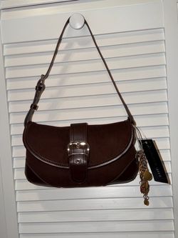 madden girl, brown suede bag