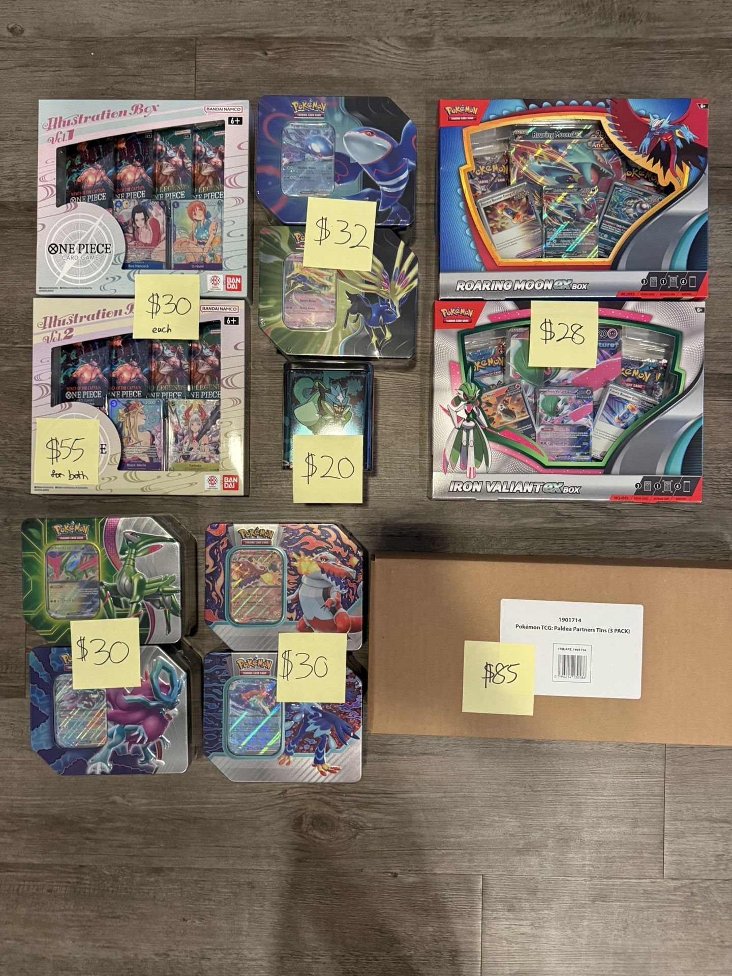 Pokemon cards. One Piece Cards. New. Sealed.