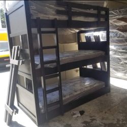 Triple Twin Bunk Bed Pine Wood