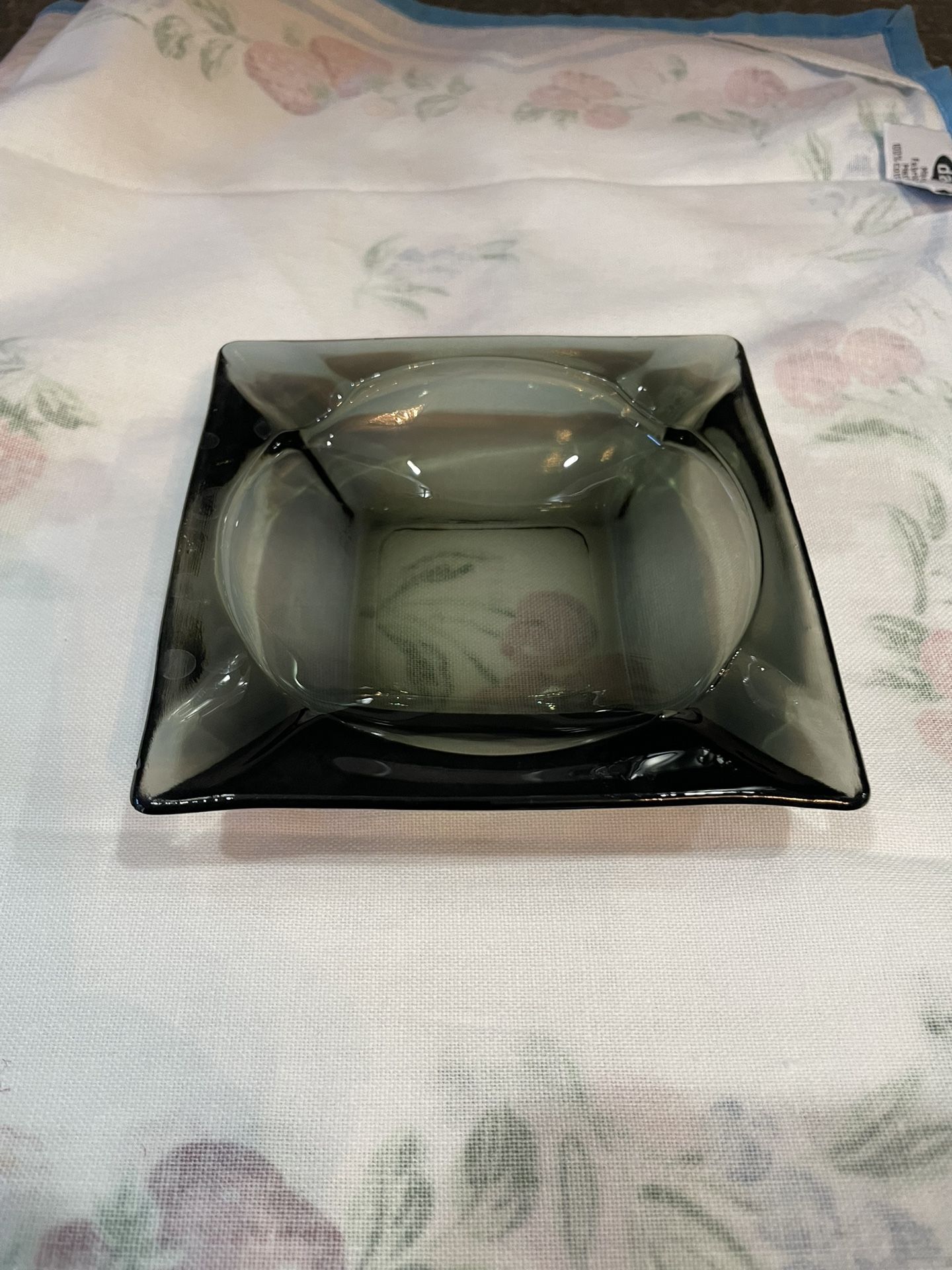 Vintage Mid-century Modern Glass Smokey Gray Ashtray