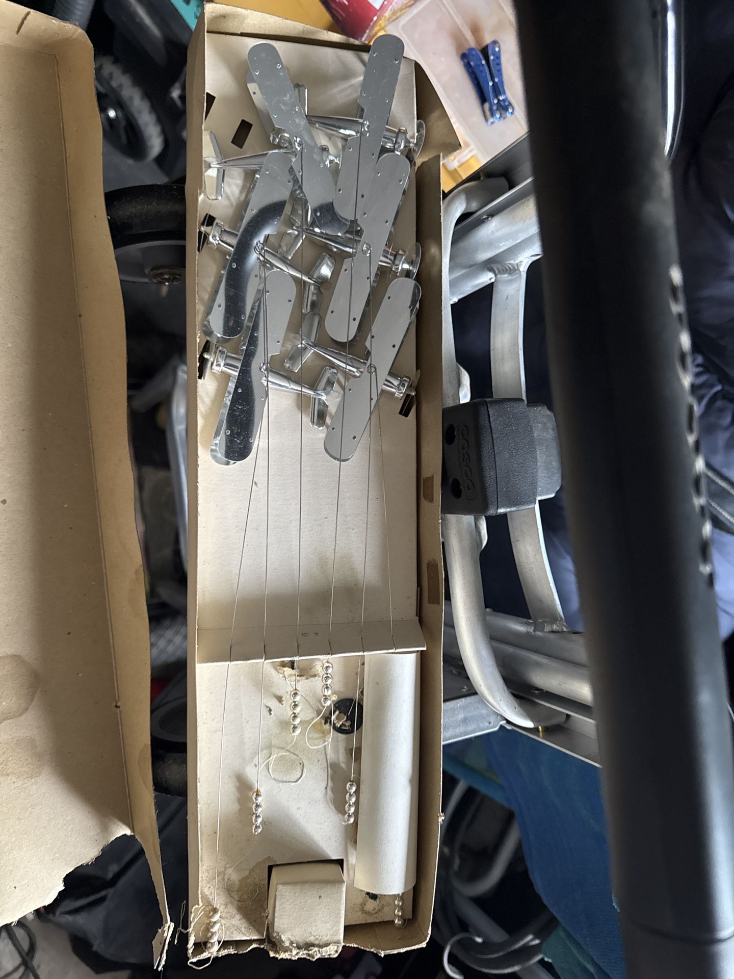 Vintage 1950s Bi-Plane Mobile – Made in Japan – Original Box – Complete  Rare mid-century aluminum biplane mobile, made in Japan. Includes six shiny m