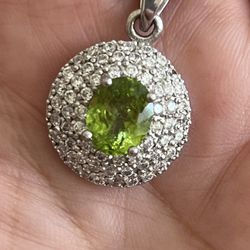 New Garnet Pendant ,925 Silver ,17” Long Chain .breathe Taking Color .please Look At My Profile To See All Items Thanks 