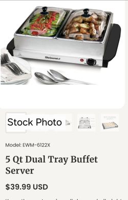 Elite Gourmet EWM-6122X 5 Qt Dual Tray Buffet Server
