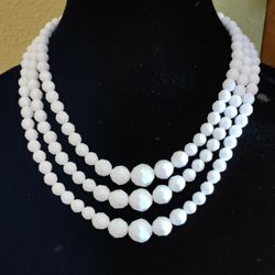 Stark White Three Layer Choker With Adjustable Clasp