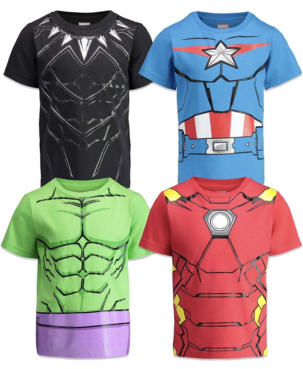 Marvel Captain America, Black Panther, Iron Man, Hulk Short SleeveT-shirt