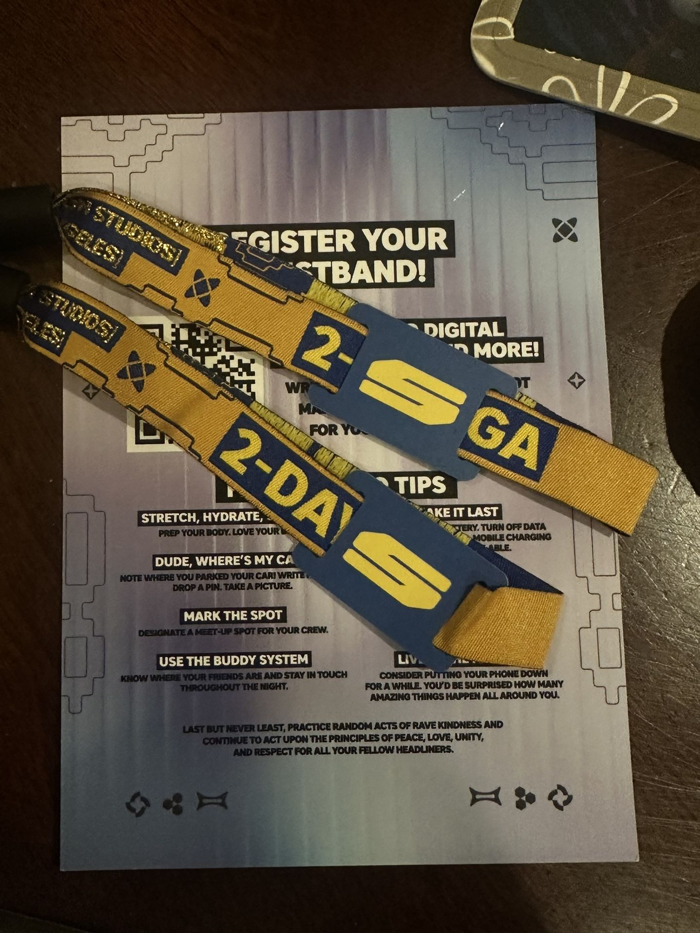 2 WRISTBANDS FOR SKYLINE RAVE LA