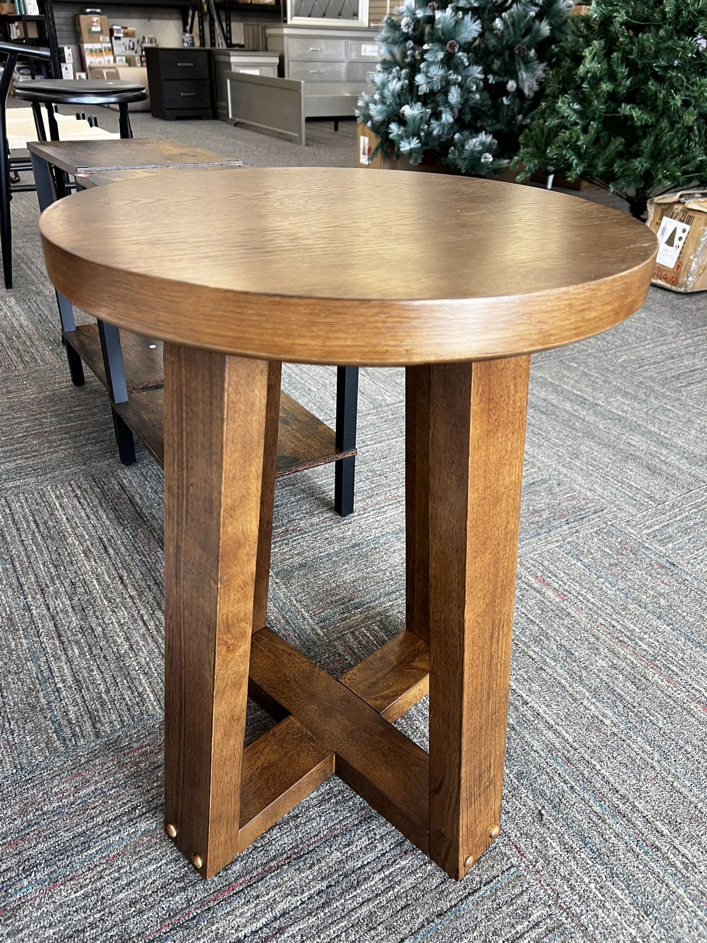 🔥 Stylish Walnut Round Coffee Table, End Table, Side Table – Brand New! 🔥