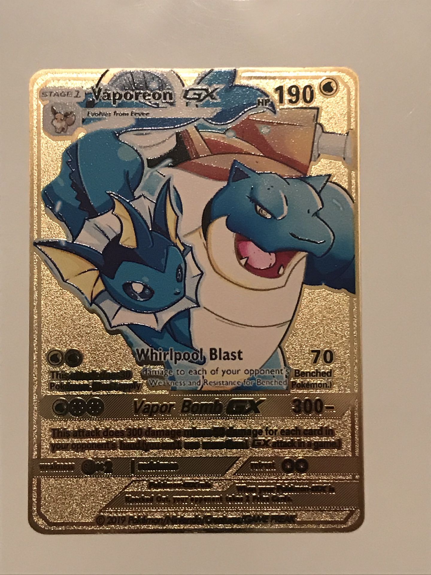 Vaporeon GX Metal Pokemon Card