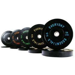 BalanceFrom Olympic Bumper Plate Weight Plate Set, Steel Hub Black, 260 lbs (New)