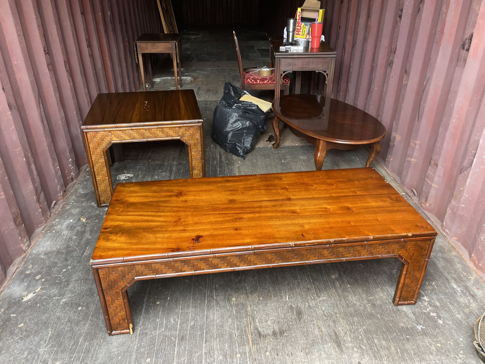 Wood Rattan coffee table