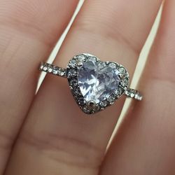 Hearts Ring Size 8 With Cubic Zirconia 