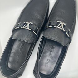 Louis Vuitton Black Leather Hockenheim Slip On Loafers