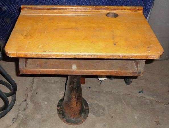 Desk - Old Antique Wood Childs School Desk