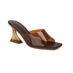 Brown Clear Slipper Heels