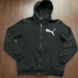 Men Puma Jacket Outerwear Hoodie Sweatshirt Long Sleeve Black Medium M