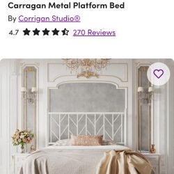 White Metal Platorm Bed Frame New 
