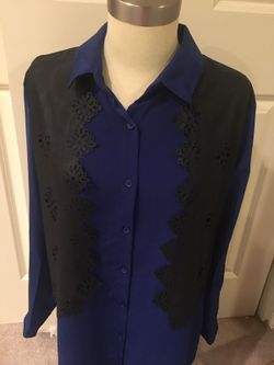 Royal blue top tunic with cute attached vest