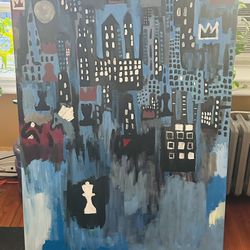 Original  Abstract Painting – Chess in the City (48x36, 1 of 1)