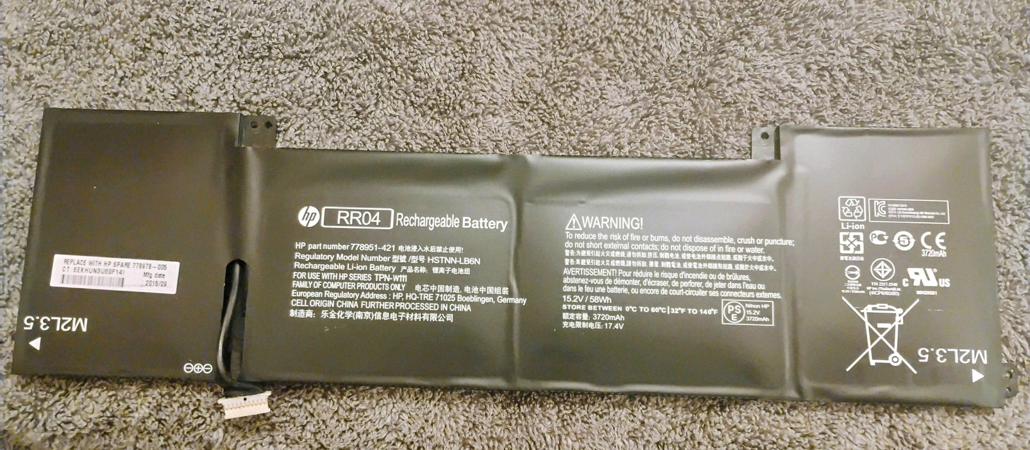 Replacement Laptop Battery for Hp RR04 (15.2V 58Wh)