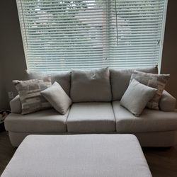 Custom Fabric Couch And Ottoman 