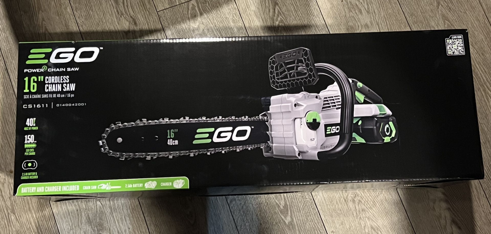 16" EGO 56 V Chainsaw With 2.5 AH Battery And New Charger