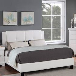 Brand New White Leather Queen Size Bed Frame